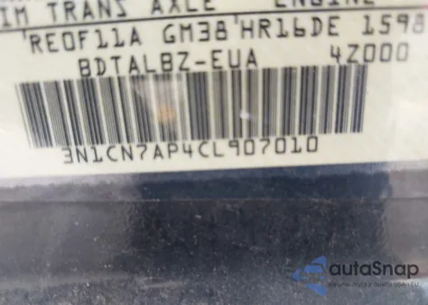 2012 Nissan Versa 1.6 Sv из США, поврежденный, VIN 3N1CN7AP4CL907010